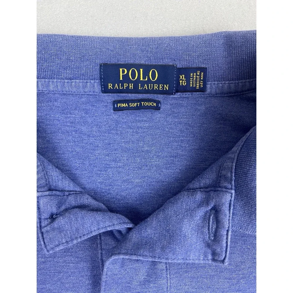 Ralph Lauren Polo Men's Pima Soft Touch Blue XL Polo‎ Shirt